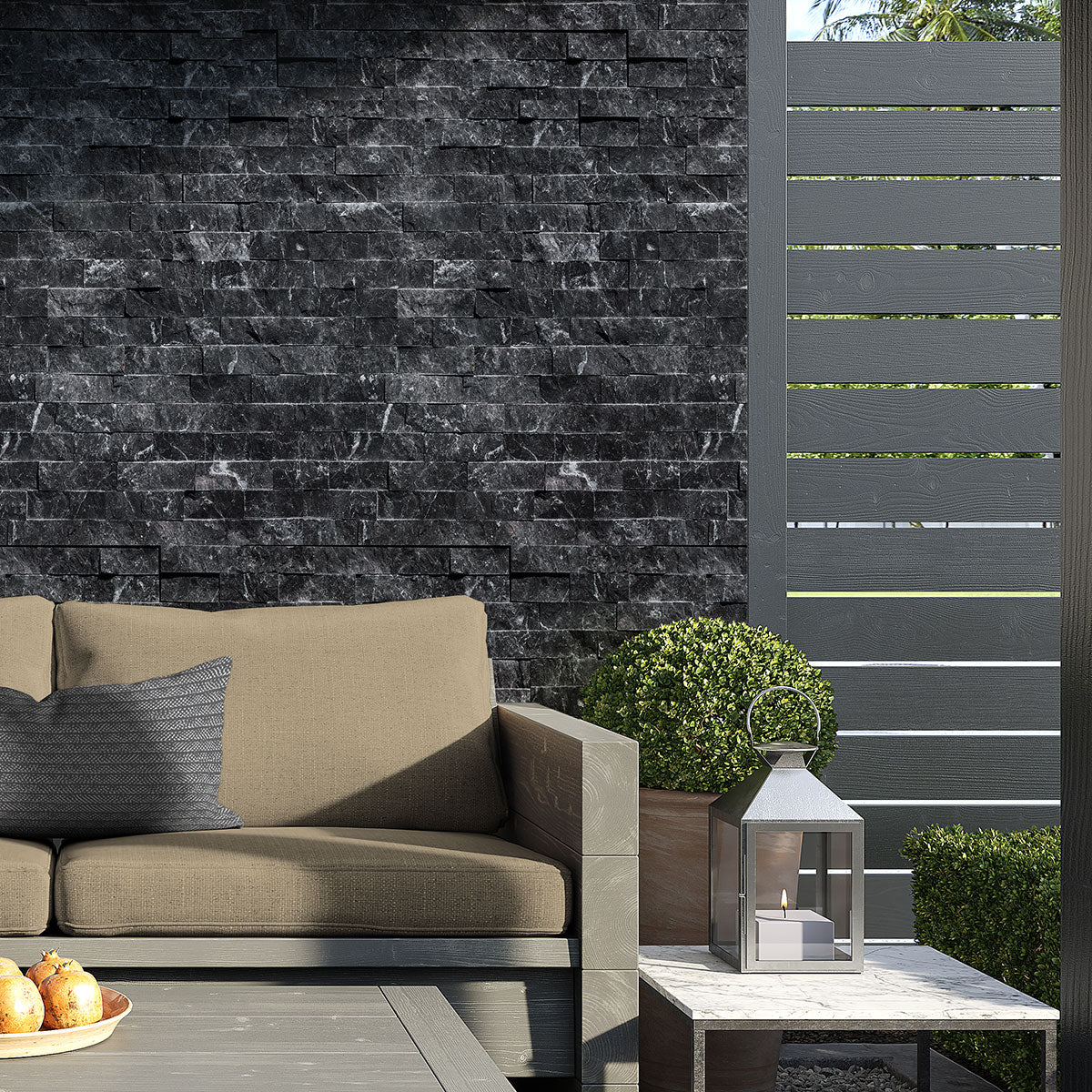 Graphite Black Rock Face Marble Ledger Panel