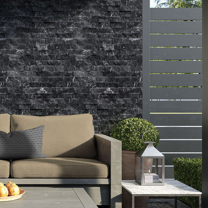 Graphite Black Rock Face Marble Ledger Panel