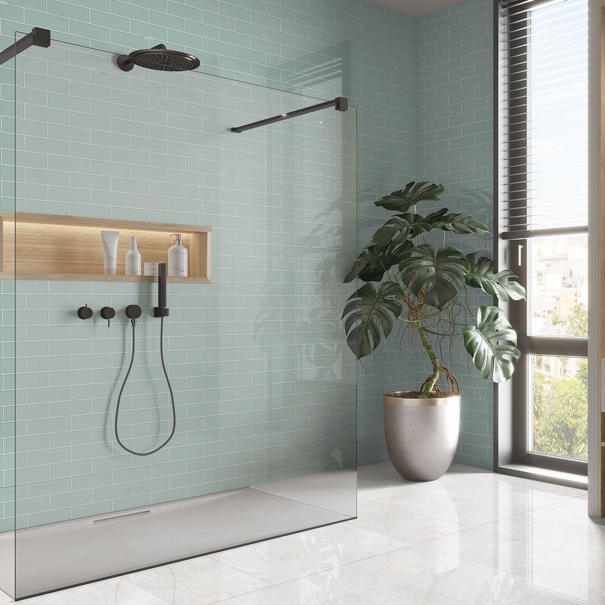 Sage Glossy Subway Ceramic Tile
