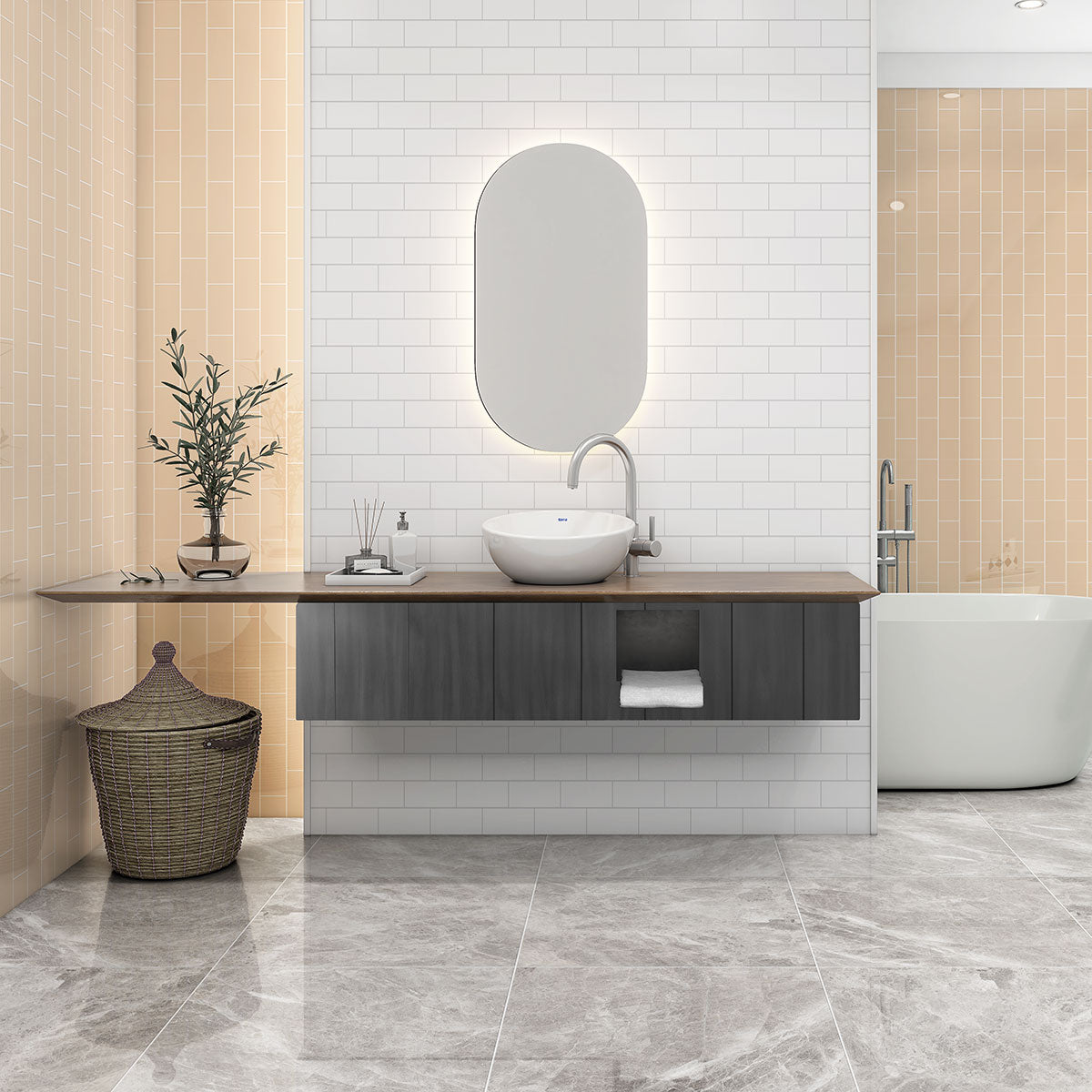 Cotton Matte Subway Ceramic Tile