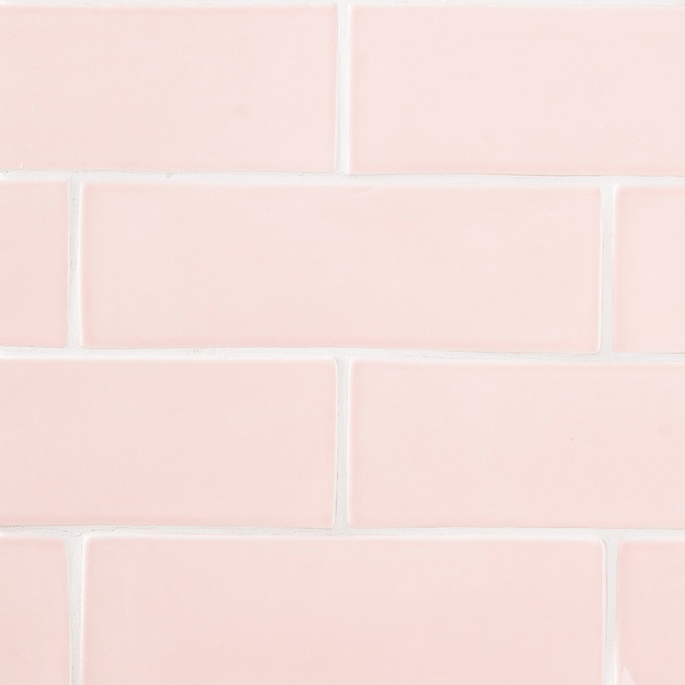 Blush Glossy Subway Ceramic Tile