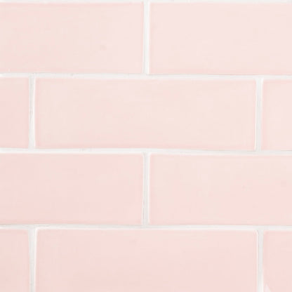 Blush Glossy Subway Ceramic Tile