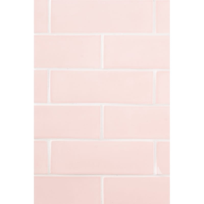 Blush Glossy Subway Ceramic Tile