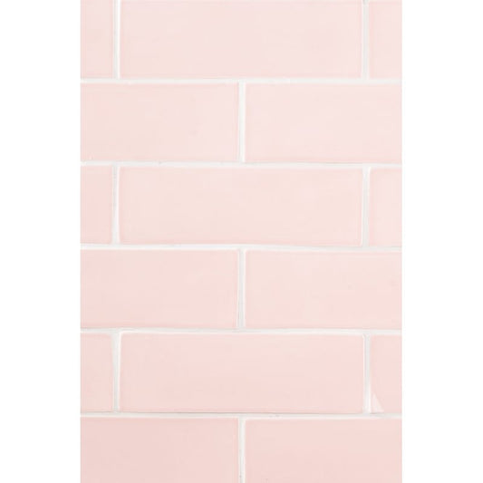 Blush Glossy Subway Ceramic Tile