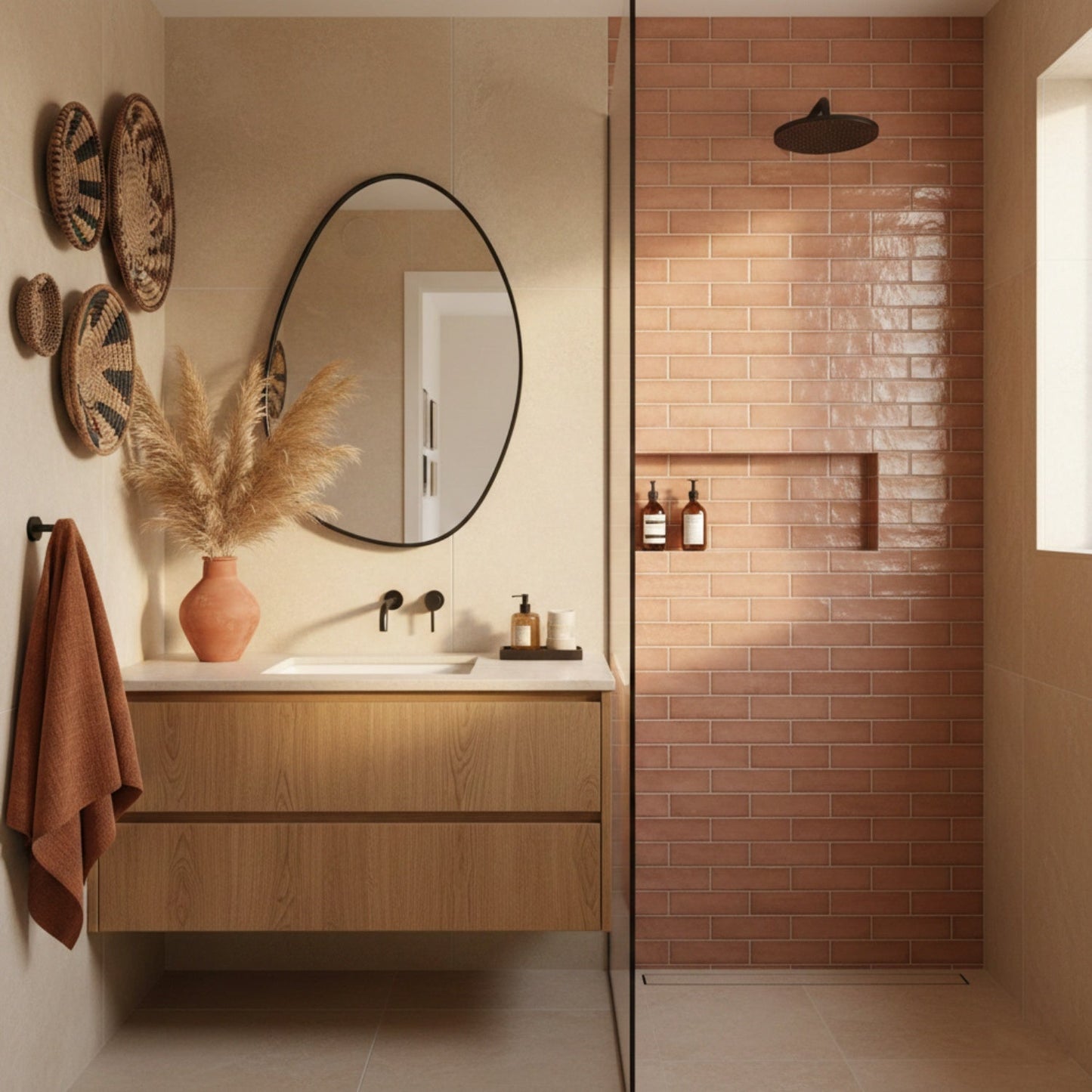 Blush Glossy Subway Ceramic Tile