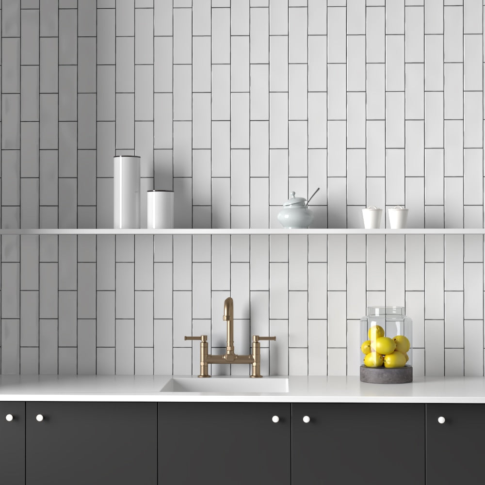 Blanco Real Glossy Subway Ceramic Tile