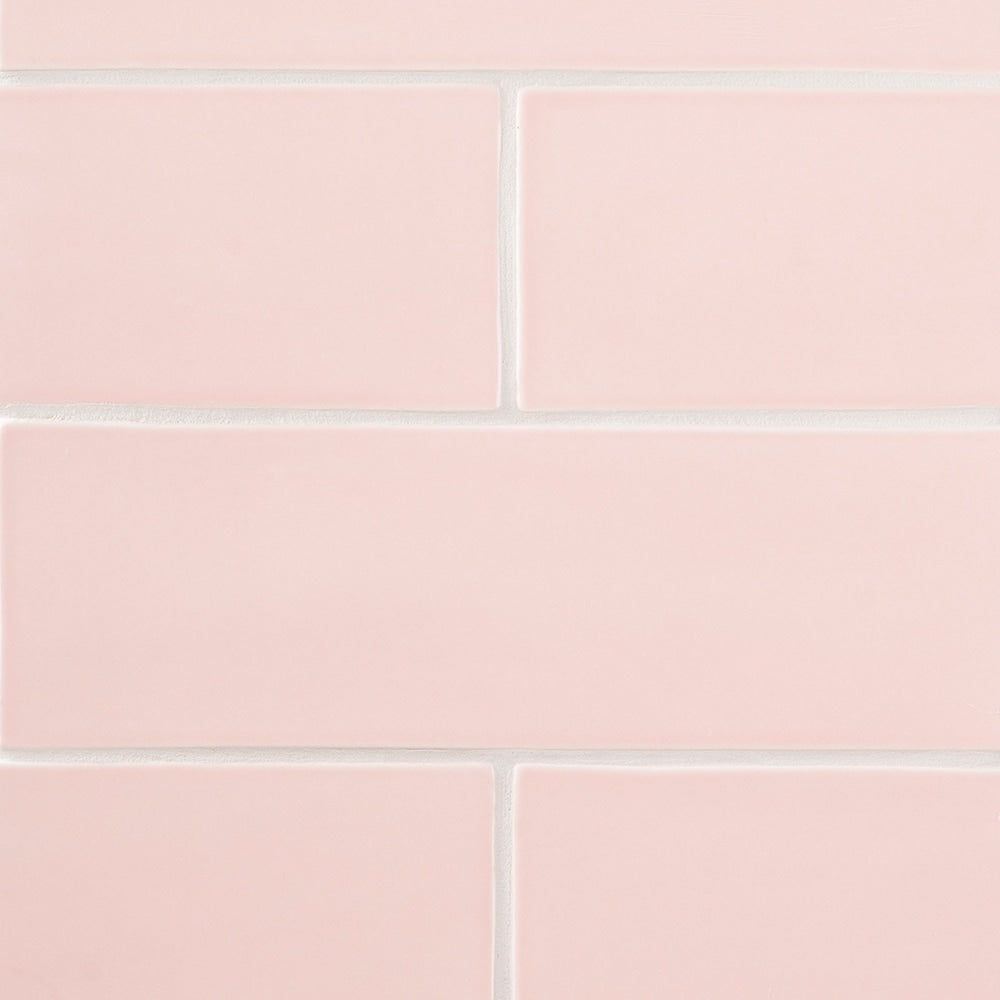Blush Glossy Subway Ceramic Tile