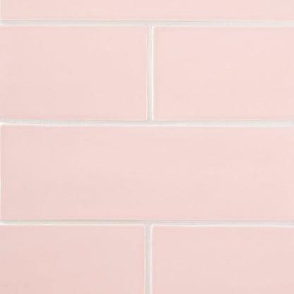 Blush Glossy Subway Ceramic Tile