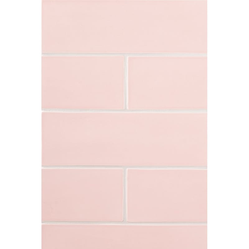 Blush Glossy Subway Ceramic Tile