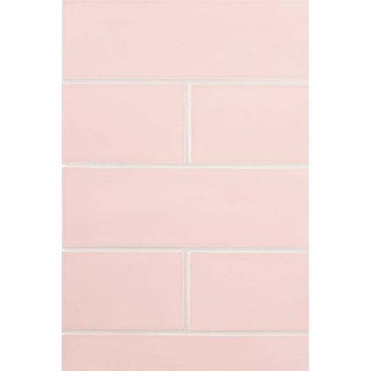 Blush Glossy Subway Ceramic Tile
