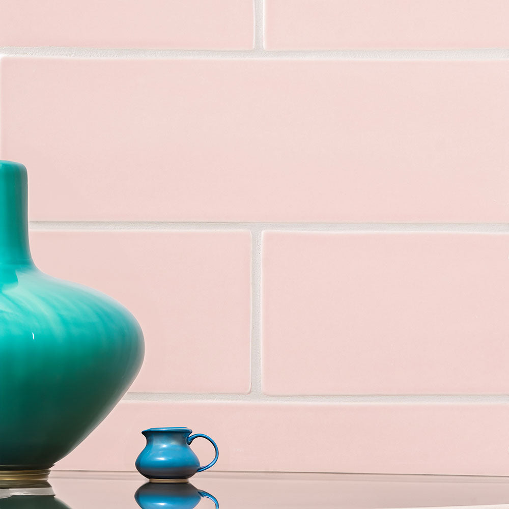 Blush Glossy Subway Ceramic Tile