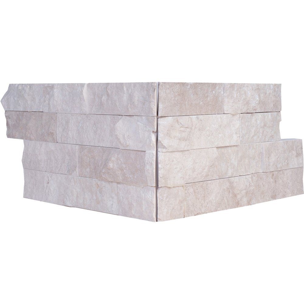 Royal Beige Rock Face Corner Marble Ledger Panel