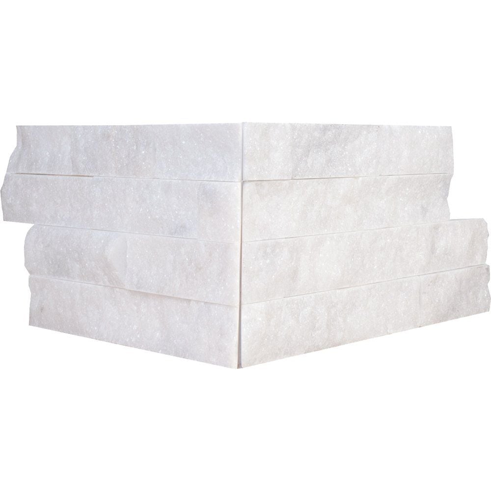 Carrara T Rock Face Corner Marble Ledger Panel