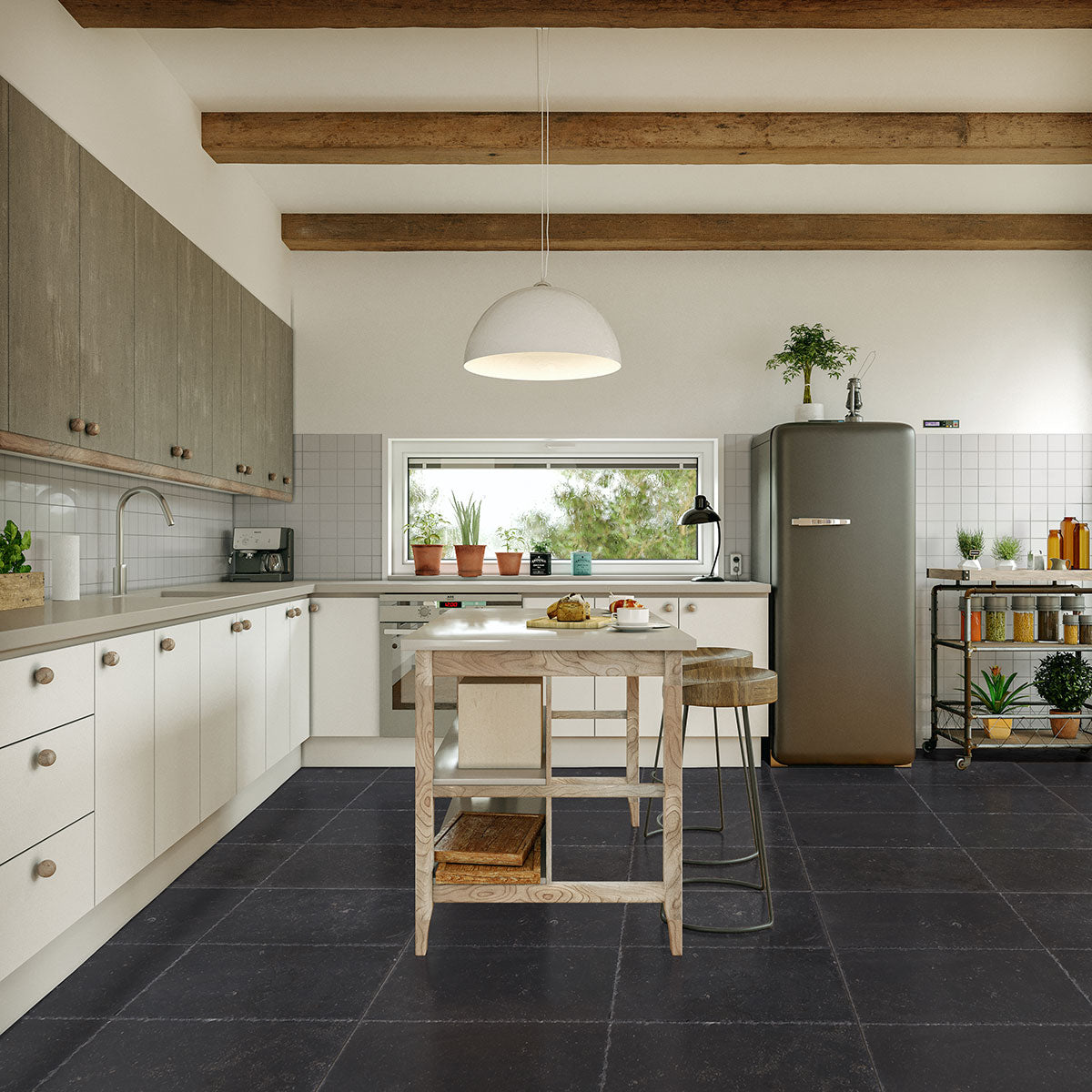 Belgium Blue Brushed Chiselled Limestone Tile