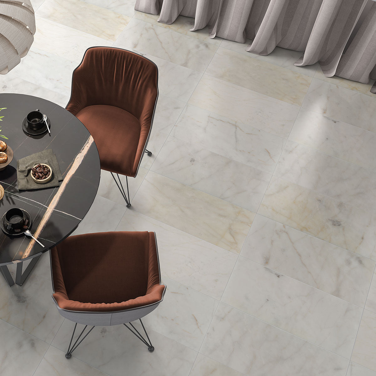 Fusion White Honed Marble Tile