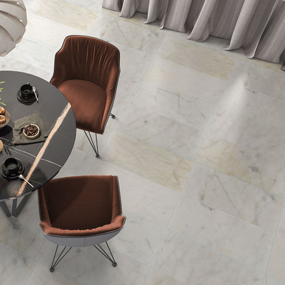 Fusion White Honed Marble Tile