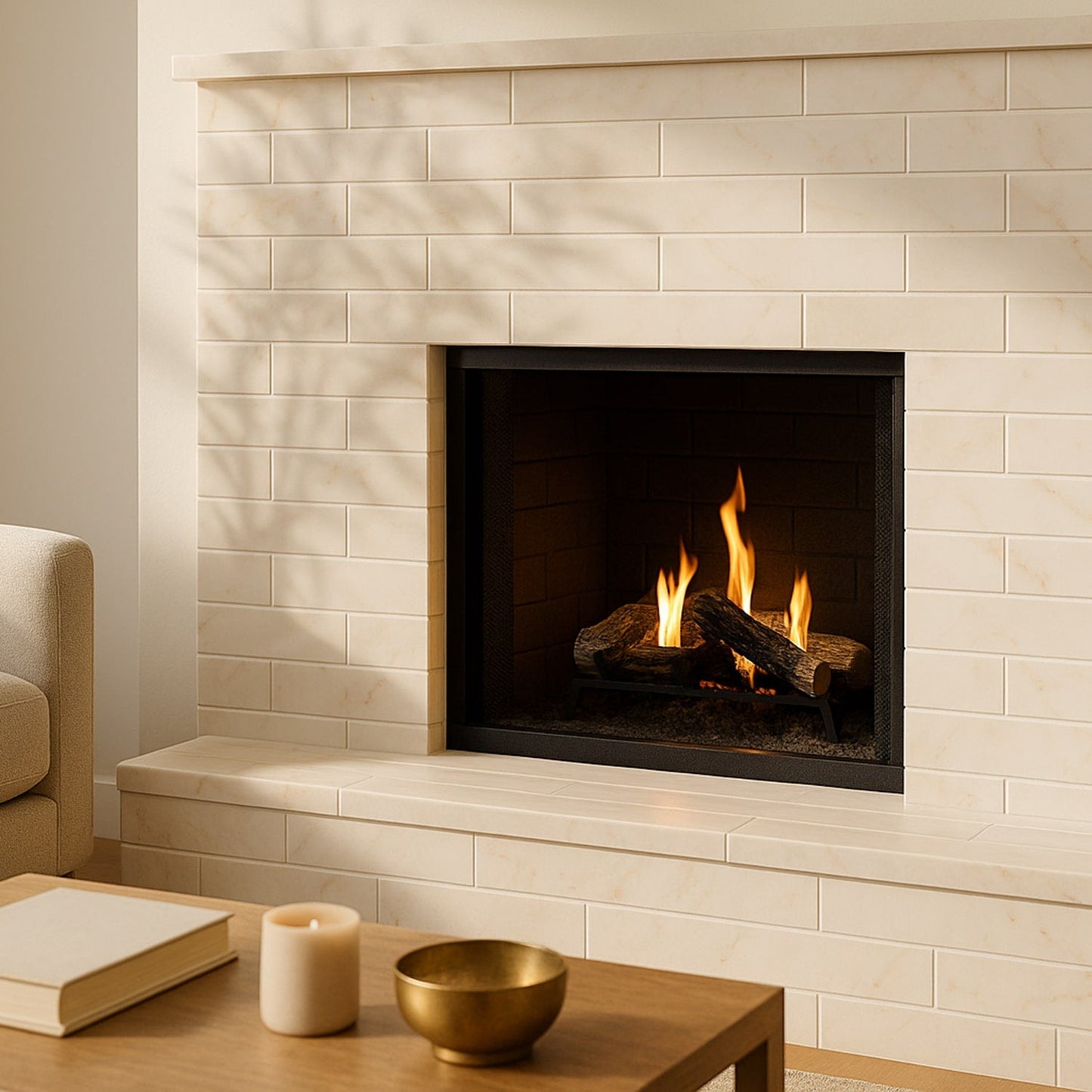 Calacatta Cremo Honed Subway Marble Tile