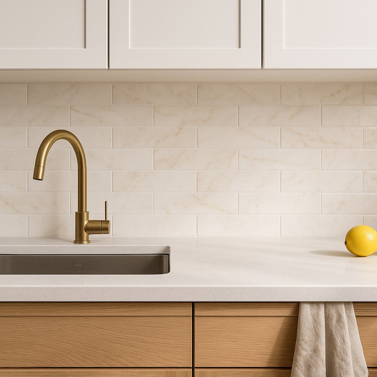 Calacatta Cremo Honed Subway Marble Tile