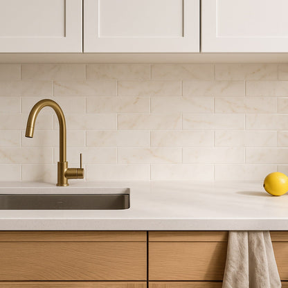 Calacatta Cremo Honed Subway Marble Tile