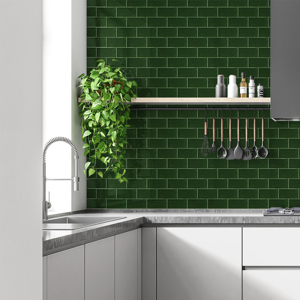 Forest Glossy Subway Ceramic Tile