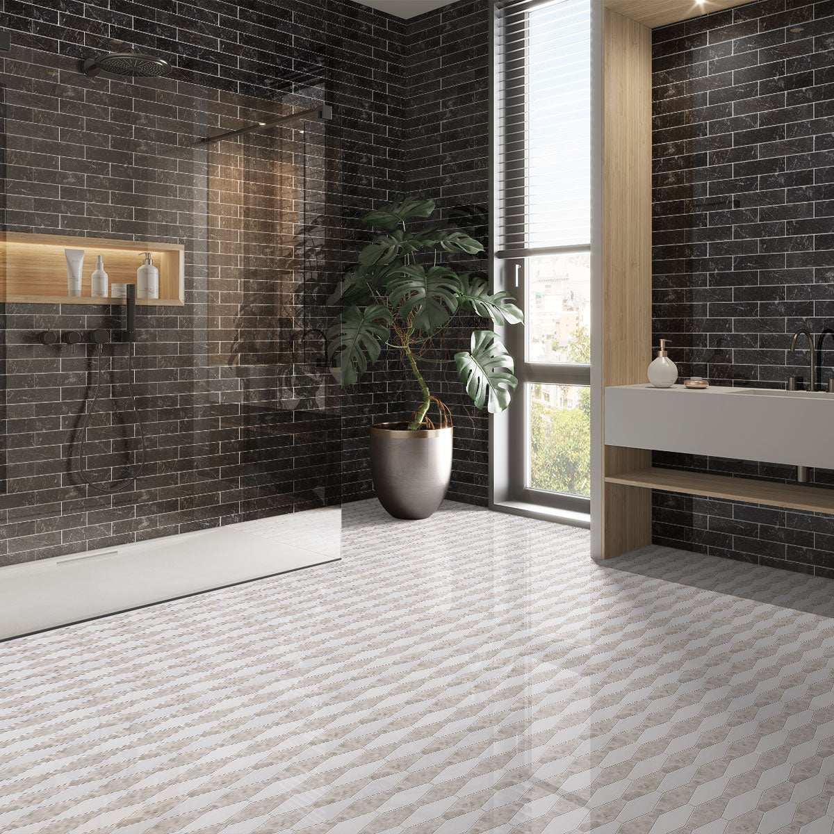 Nero Polished Subway Marble Tile