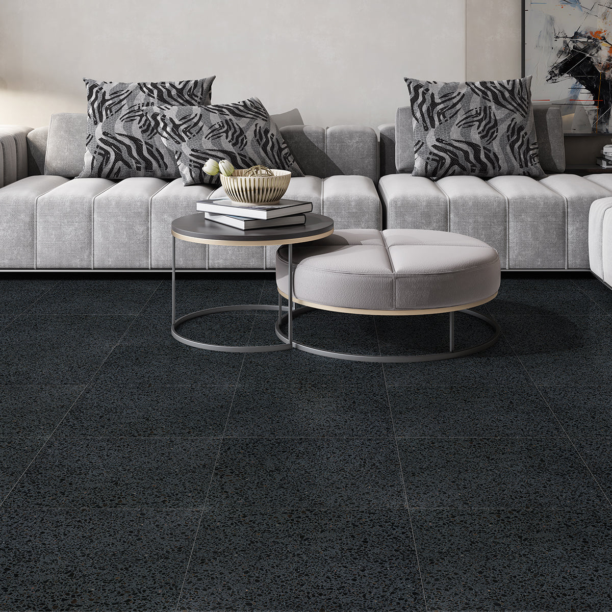 Black Honed Terrazzo Tile