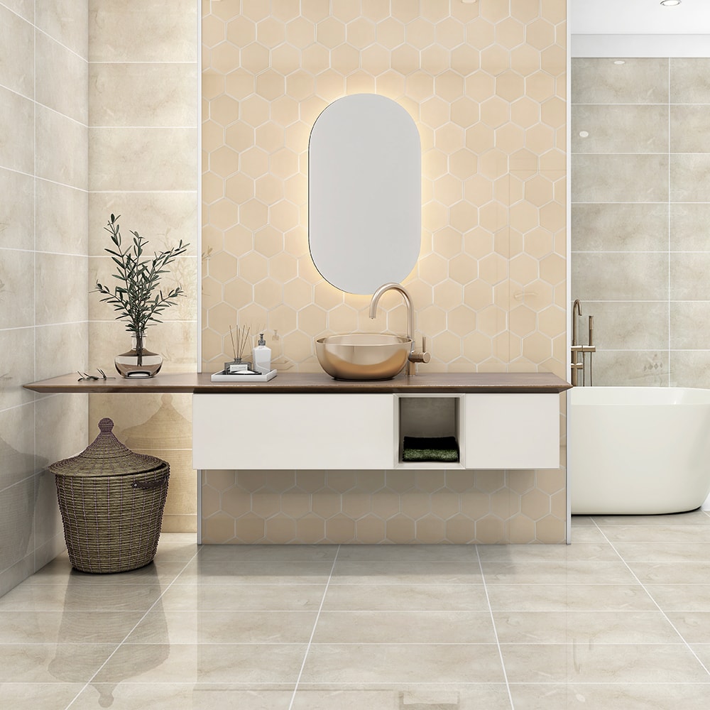 Caramel Glossy Hexagon  Ceramic Tile