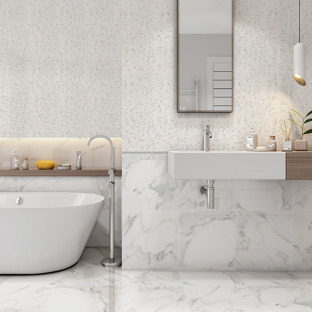 Calacatta Gold Polished 5/8x5/8 Marble Mosaic