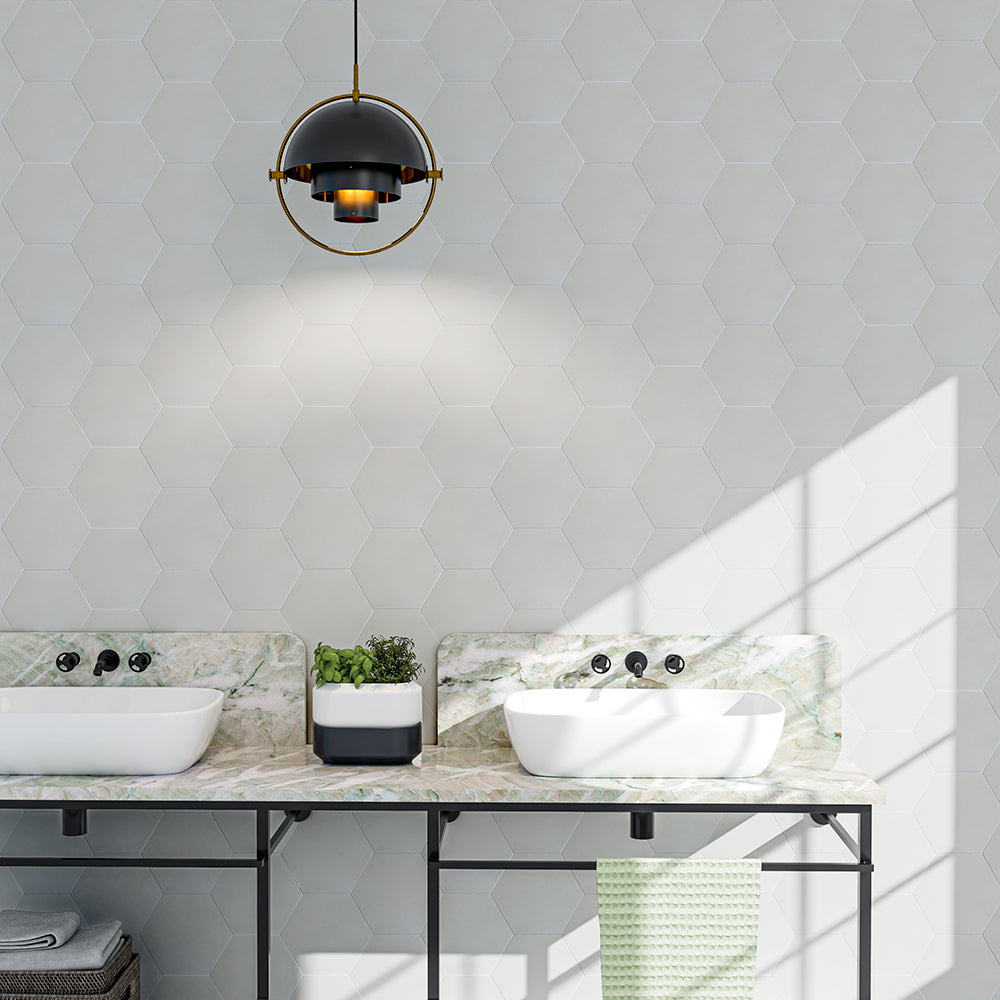 Handmade Bianca Honed Hexagon Cement Tile