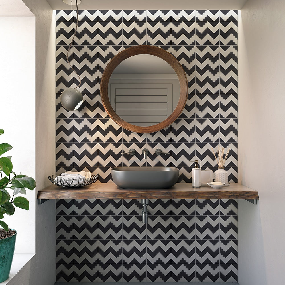 Handmade Chevron Honed Cement Tile