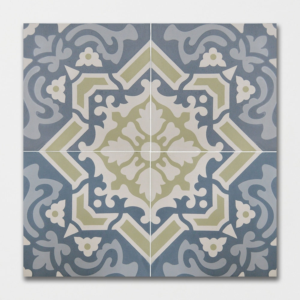 Handmade Tourmaline Blend Honed Cement Tile