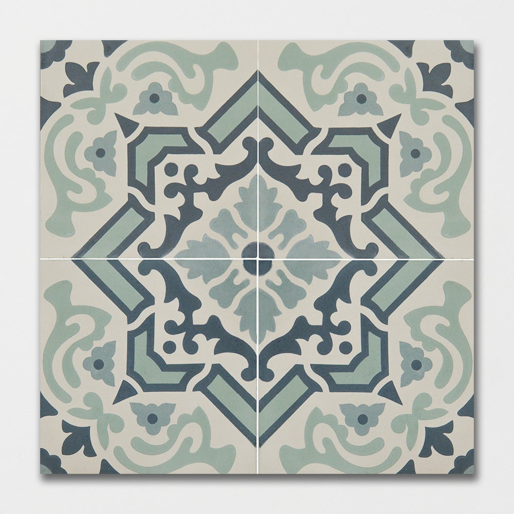 Handmade Teal Honed Cement Tile