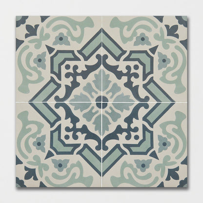 Handmade Teal Honed Cement Tile