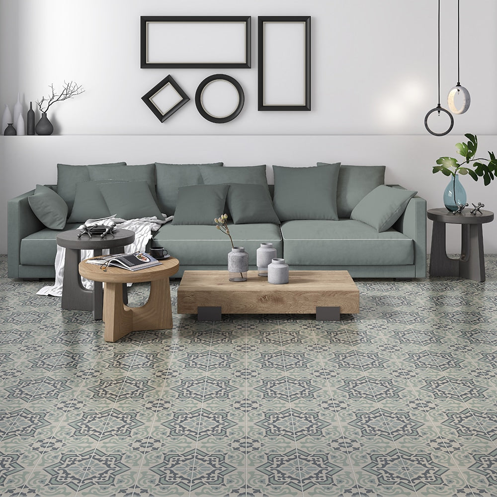 Handmade Teal Honed Cement Tile