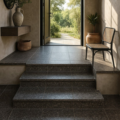 Premium Absolute Black Flamed Granite Tile