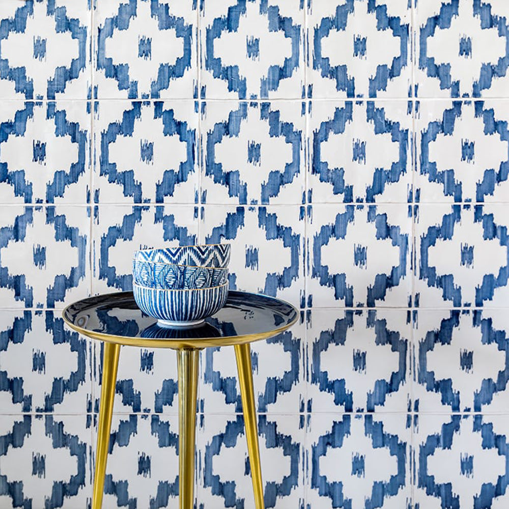 Ikat Crackled Ceramic Tile