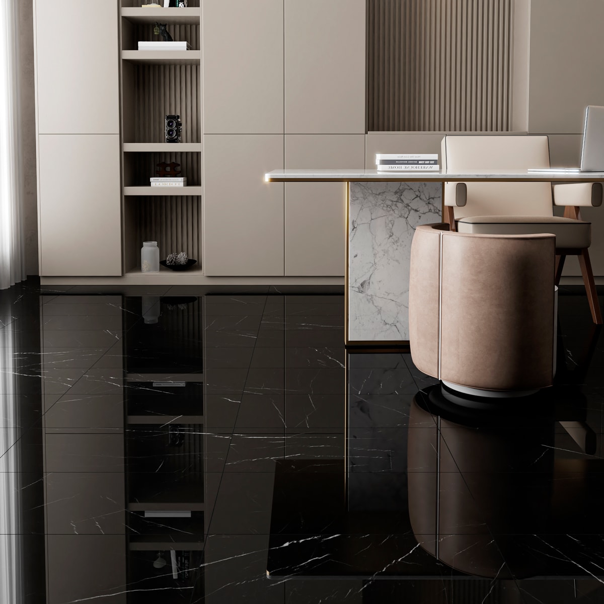 Black Polished Marble Tile