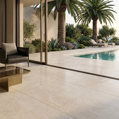 Vanilla Shadow Leather Marble Pavers