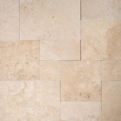 Light Standard Tumbled French Pattern Travertine Pavers