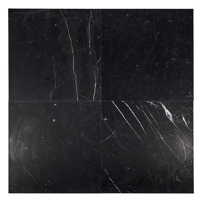 Black, Carrara T Honed Checkerboard Pattern Marble Tile