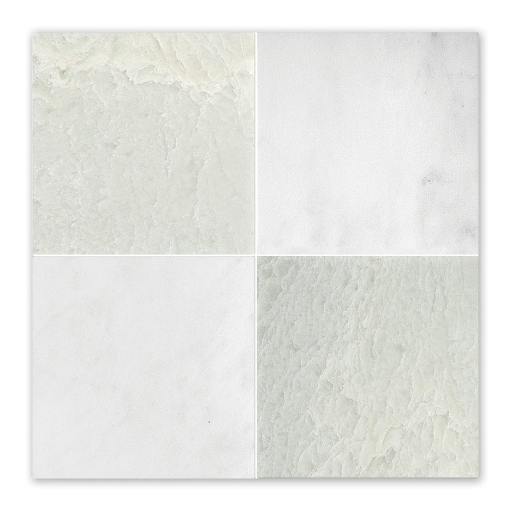 Carrara T, Ming Green Polished Checkerboard Marble Tile
