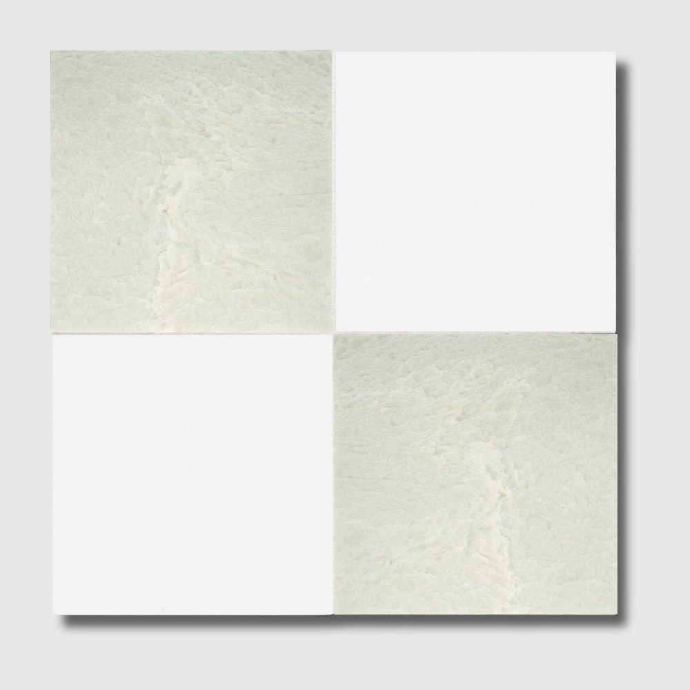 Ming Green, Thassos Extra Polished Checkerboard Pattern Marble Tile