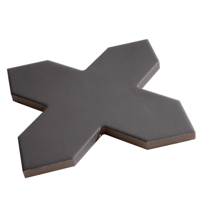 Graphite Black 5x5 Matte Cross Porcelain Tile (34 pack, 5.31 sq ft/case) - Sample