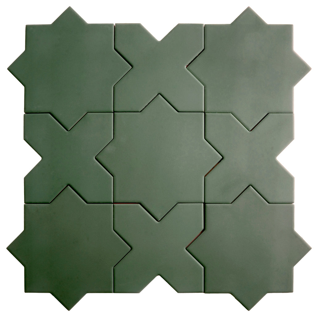 Sage Green 7x7 Matte Star Porcelain Tile (34 pack, 5.31 sq ft/case) - Sample