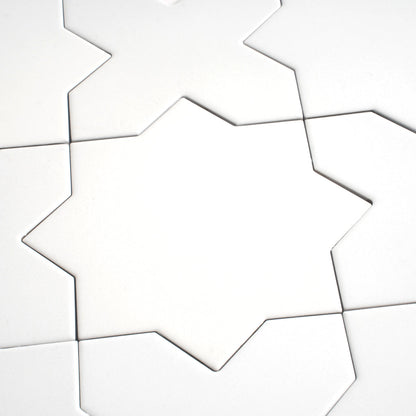 Pure White 7x7 Matte Star Porcelain Tile (34 pack, 5.31 sq ft/case) - Sample