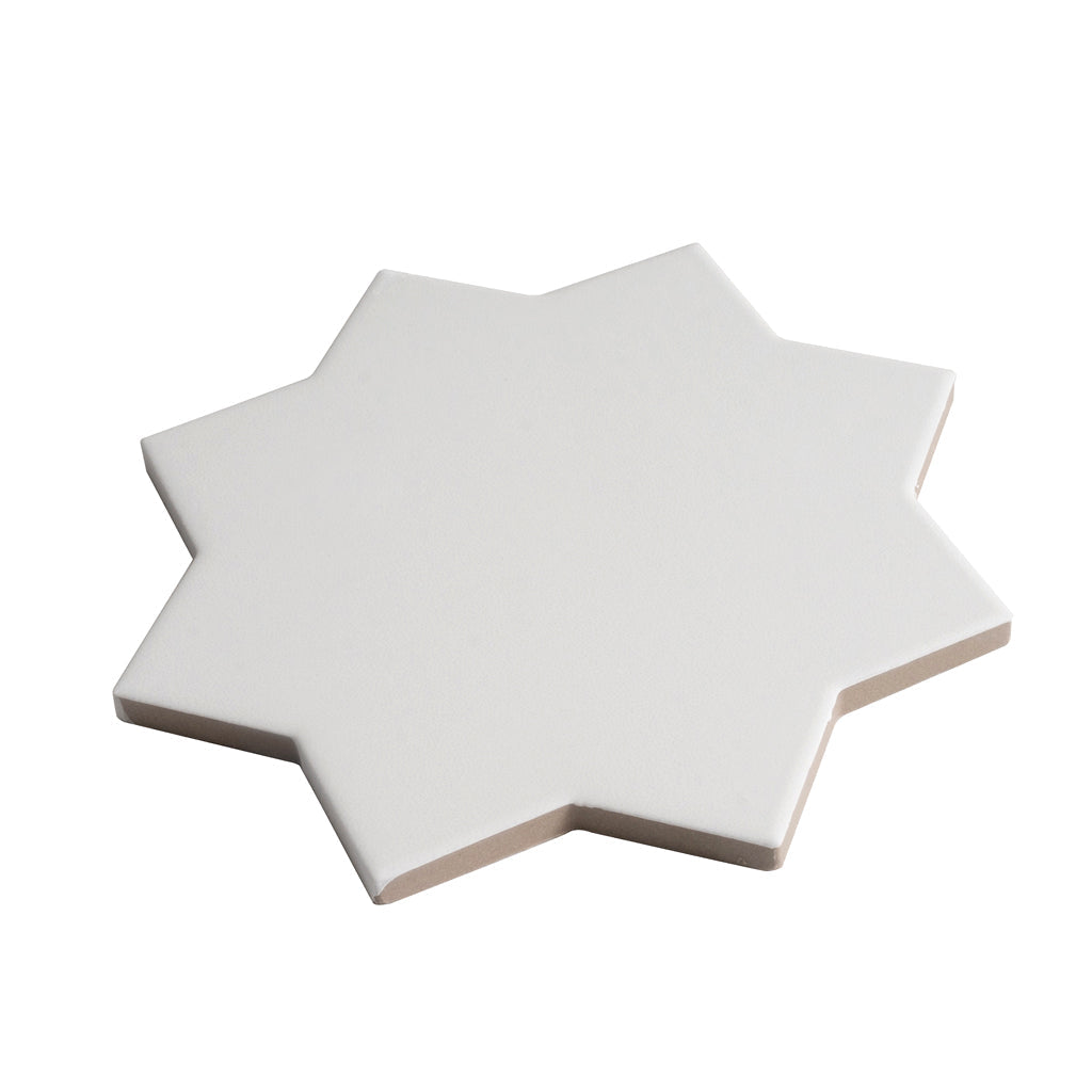 Pure White 7x7 Matte Star Porcelain Tile (34 pack, 5.31 sq ft/case) - Sample