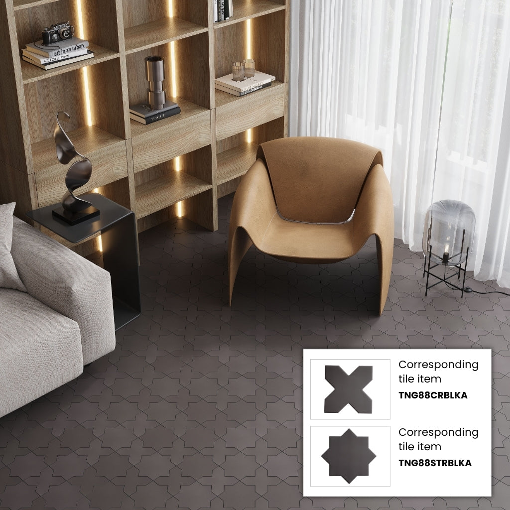 Graphite Black 7x7 Matte Star Porcelain Tile (34 pack, 5.31 sq ft/case)