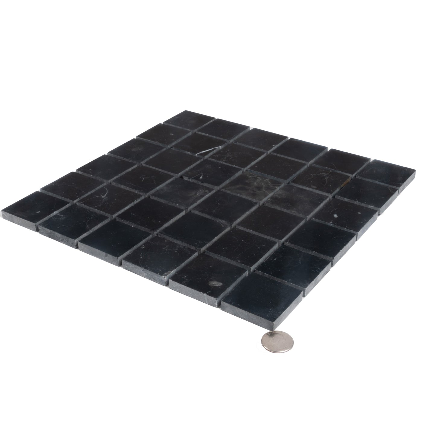 Black 12x12 Polished Square Nero Marquina Mosaic Tile (5 pack, 5 sq ft/case) - Sample