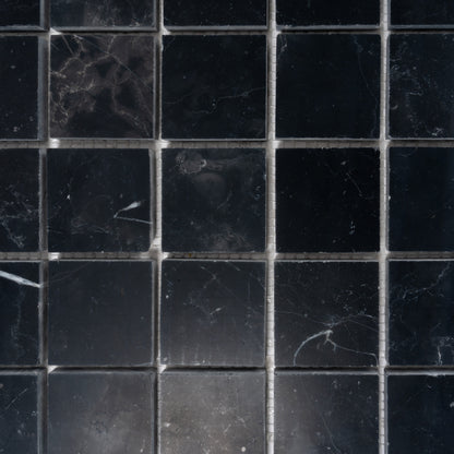 Black 12x12 Polished Square Nero Marquina Marble Mosaic Tile (5 pack, 5 sq ft/case)