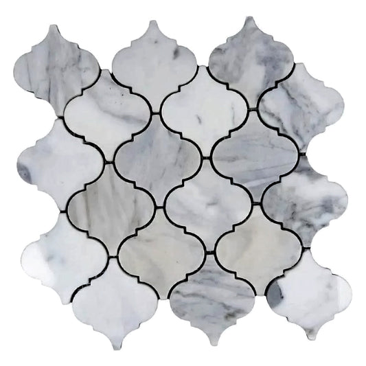 White 11x11 Polished Arabesque Calacatta Marble Mosaic Tile (5 pack, 5.35 sq ft/case)